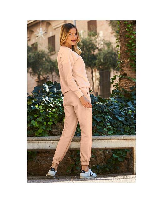 Sosandar Green Soffina Rose Super Soft Slim Leg Relax Joggers With Pockets Cotton