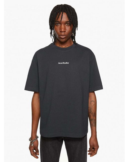 Acne Black Small Logo Stamp T-Shirt for men