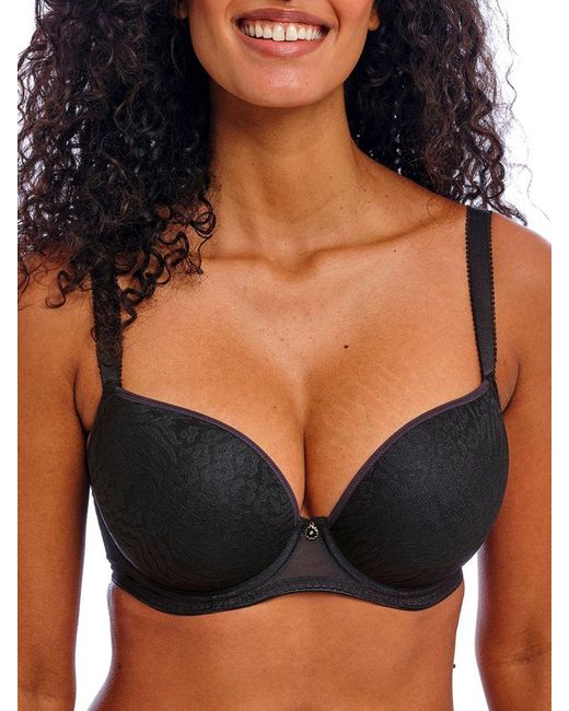 Freya Black Love-Haze Moulded Plunge T-Shirt Bra