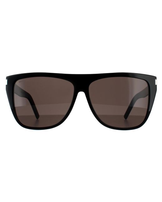 Saint Laurent Black Square Smoke Sunglasses