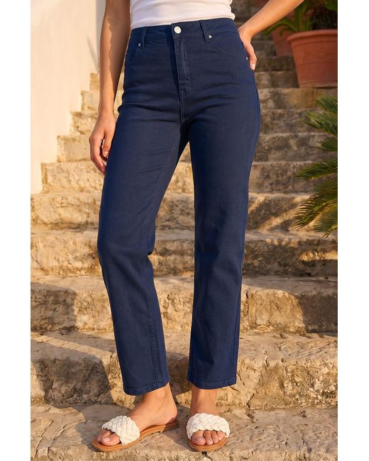 Roman Blue Petite Stretch Straight Leg Jeans