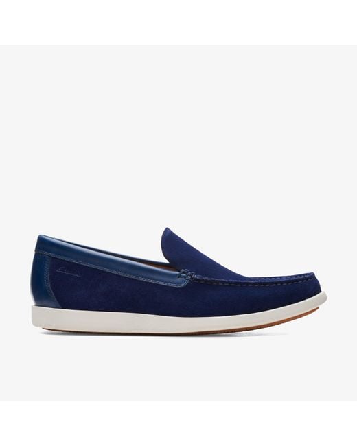 Clarks Blue Ferius Creek Dark Combi Shoes for men