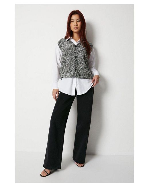 Warehouse Gray Knitted Button Through Waistcoat