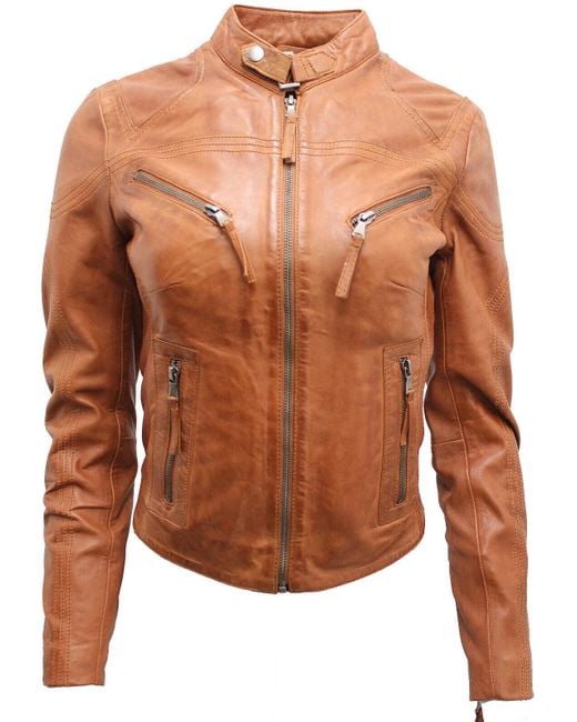 Infinity Leather Brown Slim-Fit Biker Jacket-Maldon