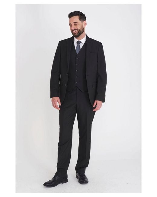 Carter & Jones Black Big & Tall Three Piece Tailored Fit Suit Viscose for men