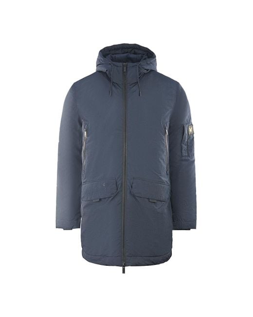 Lyle & Scott Blue Zip Detail Parka Jacket for men