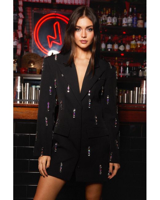 Nasty Gal Black Premium Embellished Blazer Dress