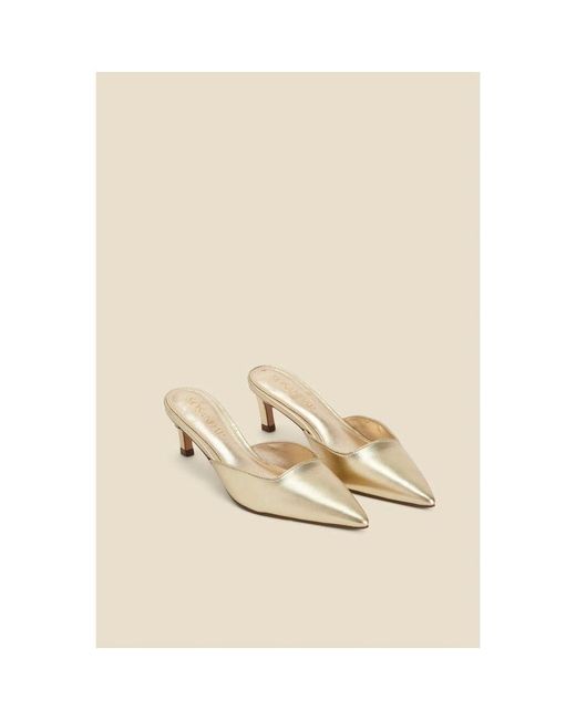 Sosandar Brown Leather Kitten Heel Mules