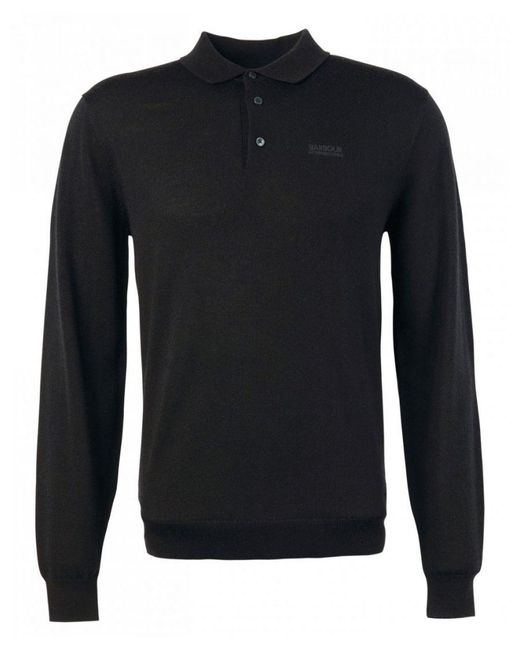 Barbour Black Merino Polo Style Sweatshirt for men