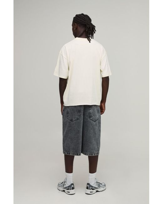BoohooMAN Multicolor Oversized Boxy Miami Print Raw Hem T-Shirt Cotton for men