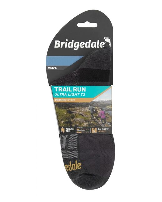 Bridgedale Gray Running Ultralight Merino Sport Socks for men