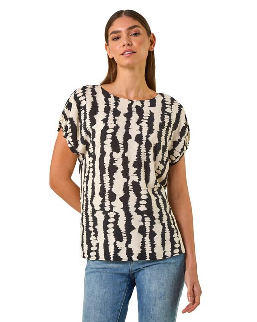 Roman White Abstract Print Top
