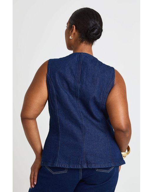 Boohoo Blue Plus Horn Button Down Waistcoat