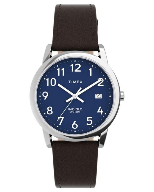 Timex Blue Easy Reader Classic Watch Tw2V75200 Leather (Archived) for men