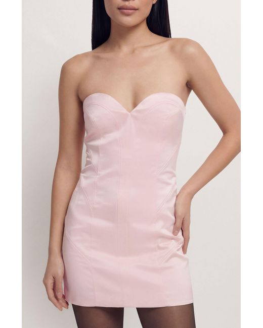 MissPap Pink Premium Panelled Bonded Satin Mini Dress