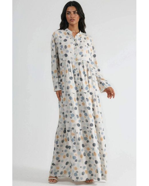 Hiccup Gray Comfortable Patterned Maxi Dress