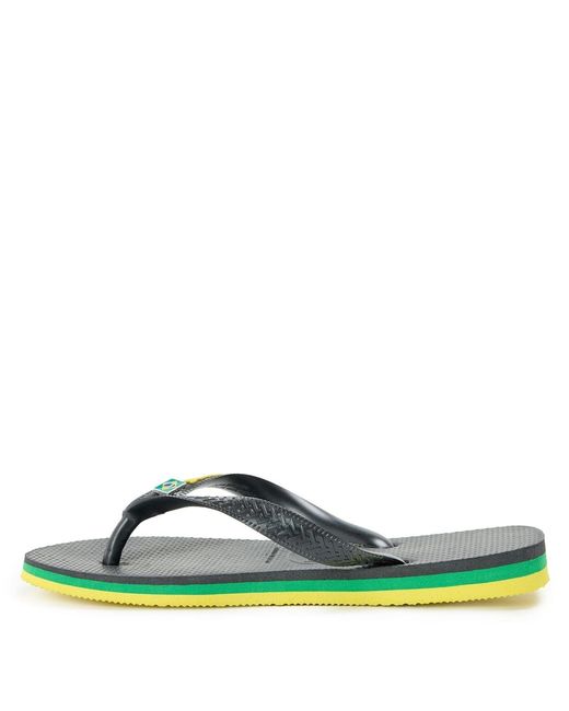 Havaianas Blue Solid Patterned Brasil Thong Toe Flip Flops