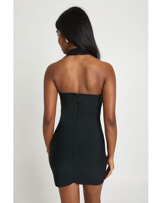 Boohoo Black Premium Bandage Mesh Detail Mini Dress
