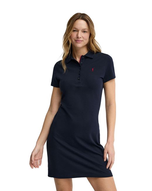 POLO CLUB Blue Short Sleeve Neck Dress Dress2