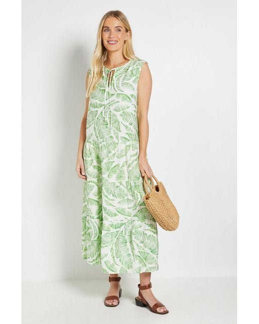 Wallis Green Petite Tropical Tiered Sleeveless Maxi Dress