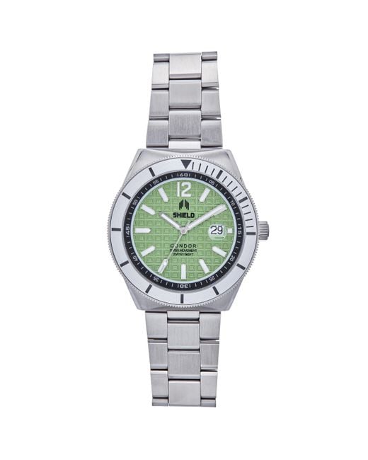 Shield White Condor Bracelet Watch W/Date for men
