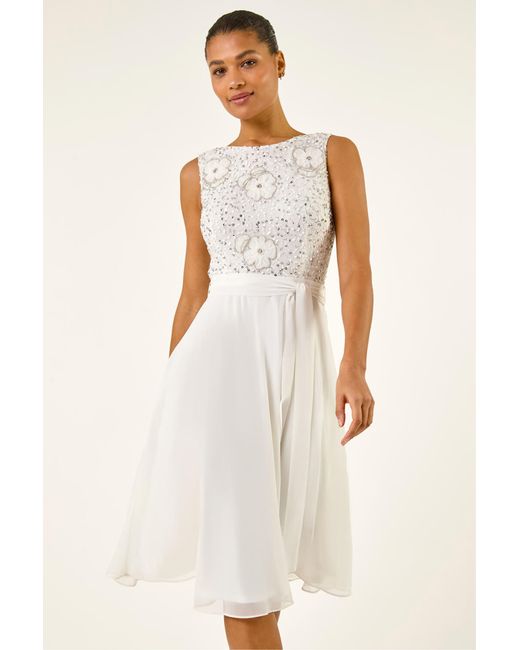 Roman White Premium Beaded Dr