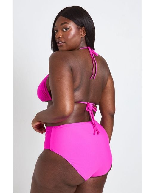 Boohoo Pink Plus Essentials High Waist Bikini Bottom