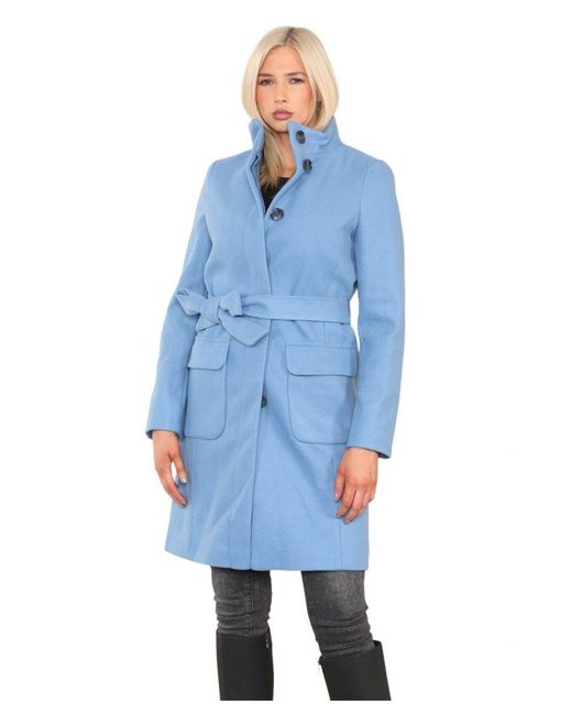 Marks & Spencer Blue M&s Collection Ladies Belted Funnel Neck Trench Coat