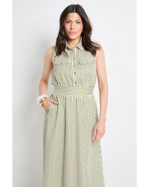 PRINCIPLES White Textured Stripe Pocket Shirt Dress