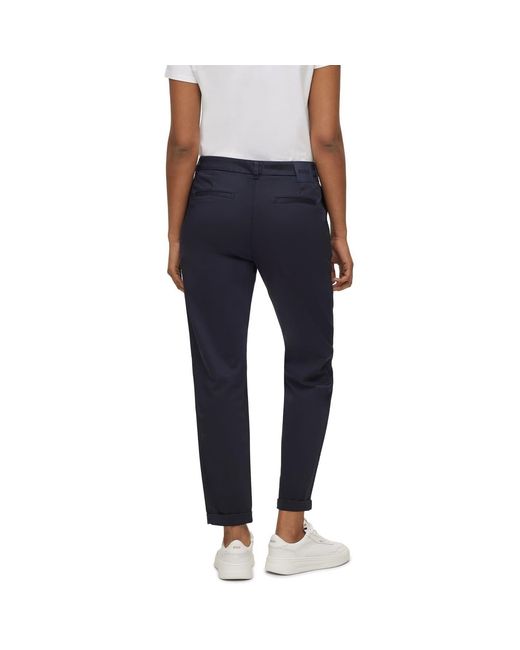 Boss Blue Solid Patterned Slim Chinos