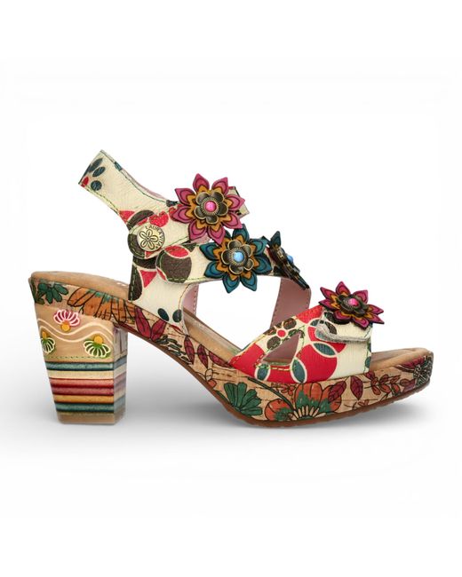 LAURA VITA Metallic Nellao 33 Floral Leather Wedge Heel Espadrille Sandals