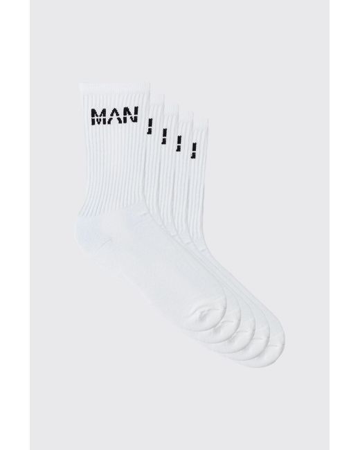 BoohooMAN White 5 Pack Man Sport Socks for men