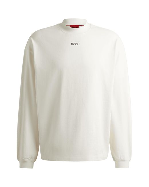 HUGO Logo Print Relaxed-fit T-shirt In Wit in het White voor heren