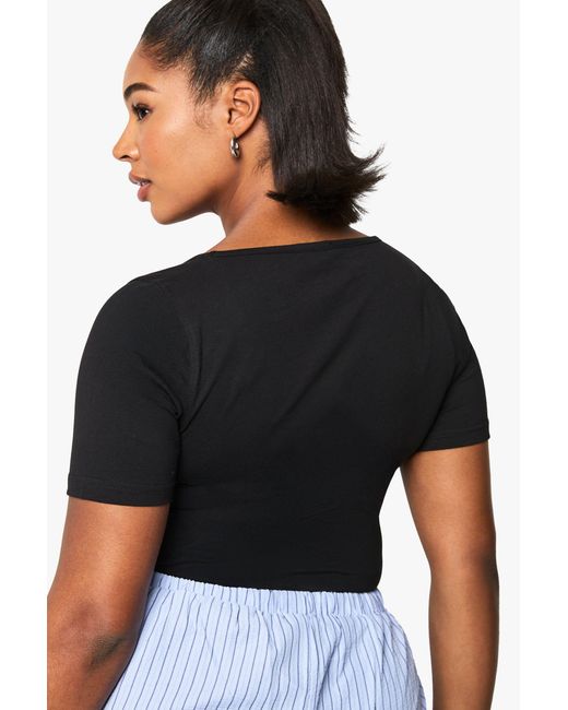 Boohoo Blue Plus Cotton Square Neck One Piece