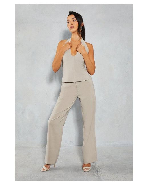 MissPap Gray Low Rise Straight Leg Trousers