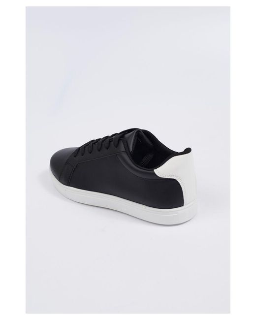 Brave Soul Black Pu Lace Up Trainers for men
