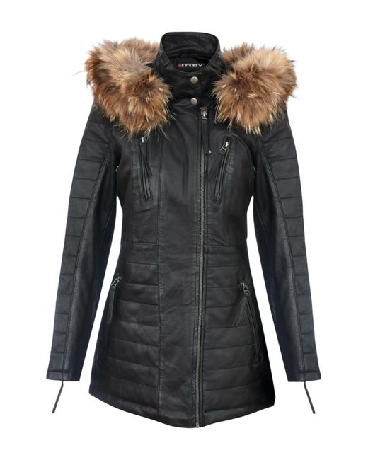 Infinity Leather Black Quilted Parka Jacket-Winton Lamb Leather
