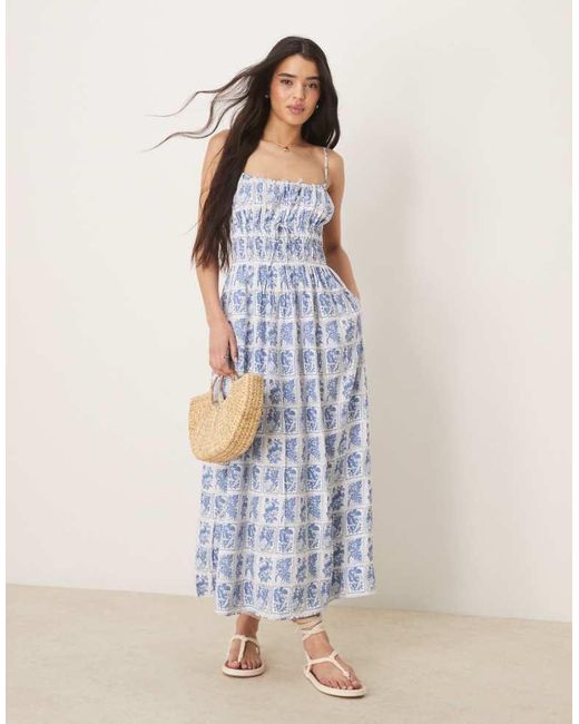 Abercrombie & Fitch Blue Flowy Maxi Dress