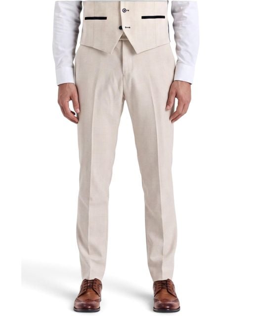 Paul Andrew Natural Check Tailored Trousers Formal Pants for men
