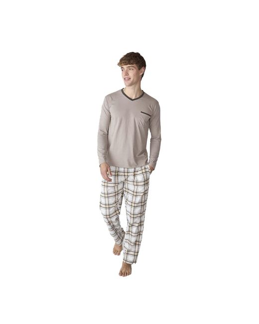 J&j Brothers Gray Jjb18 Long-Sleeved Cotton Pajamas for men