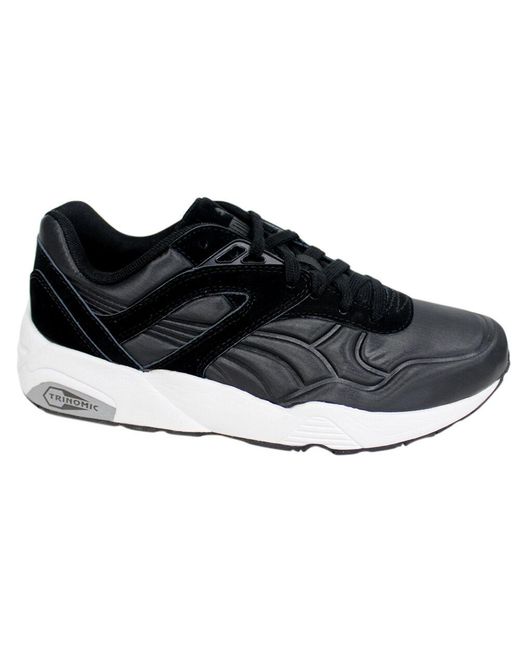 PUMA Black Trinomic R698 Matt & Shine Lace Up Trainers 359305 02 B19A Leather for men
