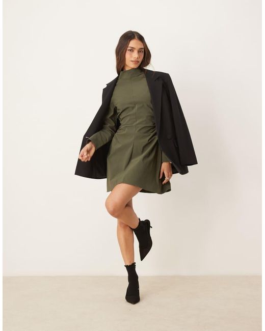ASOS Brown Sculpt High Neck Mini Dress