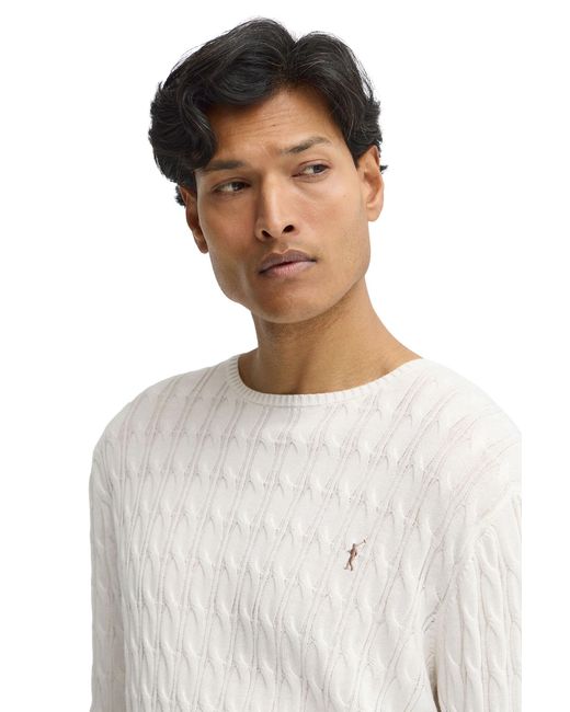 POLO CLUB White Crew Neck Cable Knit Sweater Pullover14 for men