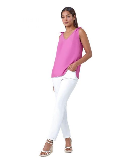 Roman Pink Tie Detail Strap Cami Top