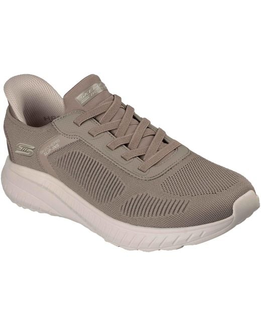 Skechers Gray Bobs Sport Squad Chaos Solid Step Textile Men's Dark Taupe Standard Trainers - Uk 6 for men