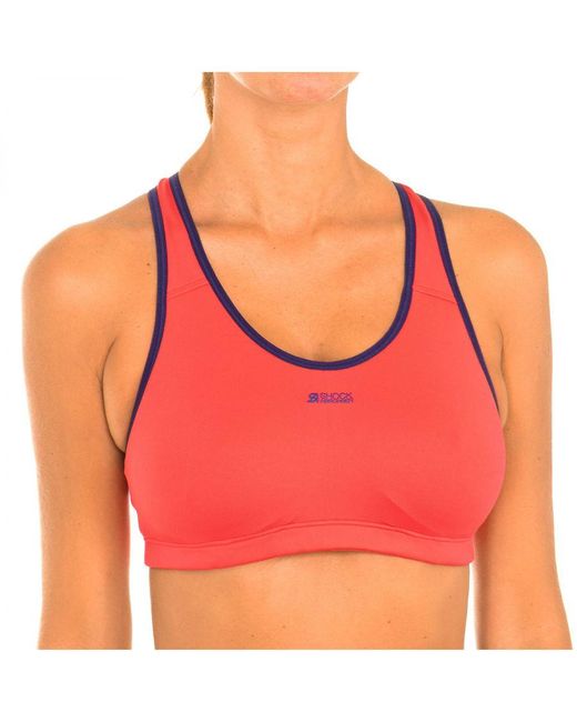 Shock Absorber Pink Womenss Sports Bra With Elastic Band Under Bust S04N0