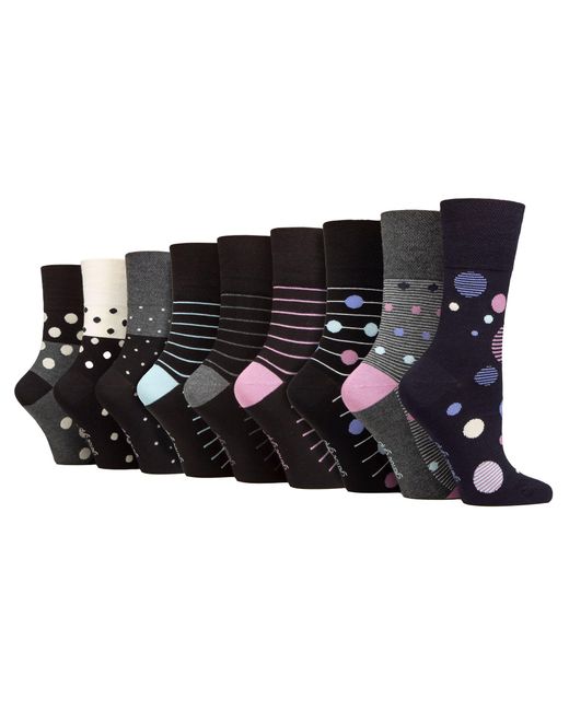 Gentle Grip Black 9 Pack Bamboo Socks Ladies