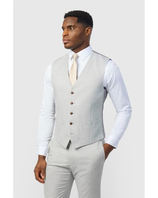Antique Rogue Gray Single Breasted Five Button V-Neck Slim Fit Suit Waistcoat for men
