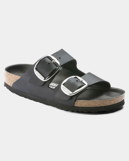 Birkenstock Black Arizona Big Buckle Oiled Leather Sandals
