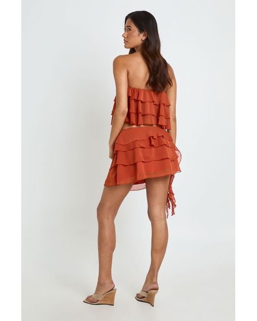 Boohoo Bandeau Textured Ruffle Top